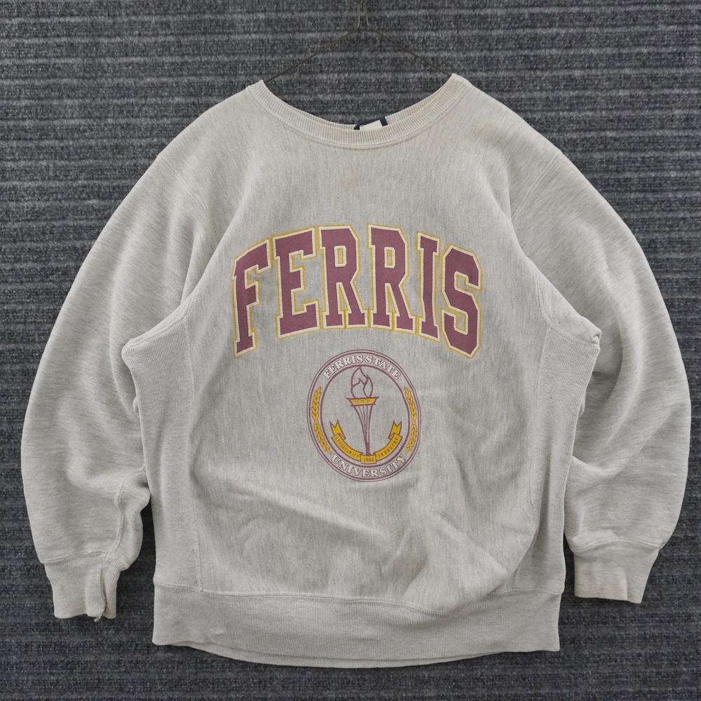 Vintage 90s JanSport Ferris State University Sweatshirt Mens Large Gray USA